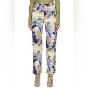 Miaou Blue and Cream Abstract Pants